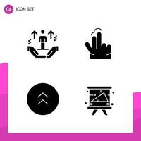 Glyphen-Icon-Set-Paket mit 4 soliden Icons isoliert auf weißem Hintergrund für reaktionsfähige Website-Design-Druck- und mobile Anwendungen vektor