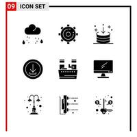 9 allgemeine Symbole für Website-Design Print und mobile Apps 9 Glyphensymbole Zeichen isoliert auf weißem Hintergrund 9 Icon Pack vektor