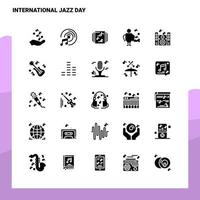 25 International Jazz Day Icon Set solide Glyphen-Icon-Vektor-Illustrationsvorlage für Web- und mobile Ideen für Unternehmen vektor