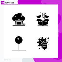 Solid Icon Set Packung mit 4 Glyphen-Icons isoliert auf weißem Hintergrund für Web-Print und Handy vektor