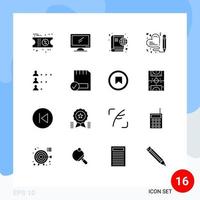 Lager Vektor Icon Pack mit 16 Zeilenzeichen und Symbolen für Job Hochzeitsbuch Stift Herz editierbare Vektordesign-Elemente