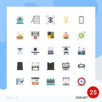 Stock Vector Icon Pack mit 25 Zeilen Zeichen und Symbolen für Android Smartphone Fantasie Telefon Finanzen editierbare Vektordesign-Elemente