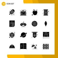 16 Icon-Set Solid-Style-Icon-Pack-Glyphen-Symbole isoliert auf weißem Hintergrund für responsives Website-Design vektor