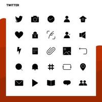 25 Twitter-Icon-Set solide Glyphen-Icon-Vektor-Illustrationsvorlage für Web- und mobile Ideen für Unternehmen vektor
