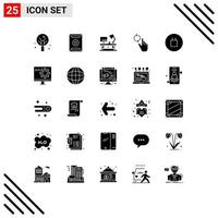 Stock Vector Icon Pack mit 25 Zeilenzeichen und Symbolen für Überzeugungen Geste Tischlampe aktualisieren Finger editierbare Vektordesign-Elemente