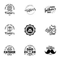 Lycklig fäder dag 9 svart typografi uppsättning vektor emblem text för hälsning kort banderoller tshirt design du är de bäst pappa redigerbar vektor design element