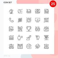 uppsättning av 25 vektor rader på rutnät för hälsa dator spela digital roman redigerbar vektor design element