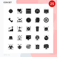 Vektorpaket mit 25 Symbolen im soliden Stil kreatives Glyphenpaket isoliert auf weißem Hintergrund für Web und Handy vektor