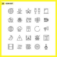 25 Symbolsatz einfache Liniensymbole Umrisszeichen auf weißem Hintergrund für Website-Design, mobile Anwendungen und Printmedien vektor