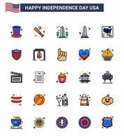 Aktienvektor-Icon-Pack mit amerikanischen Tag 25 flach gefüllten Linienzeichen und Symbolen für die Weltflagge usa amerikanisch usa editierbare usa-Tag-Vektordesign-Elemente vektor