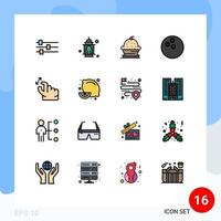 uppsättning av 16 modern ui ikoner symboler tecken för hand sport kaka bowling tacksägelse redigerbar kreativ vektor design element