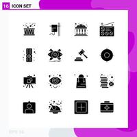 uppsättning av 16 modern ui ikoner symboler tecken för avlägsen radio Bank Nyheter kommunikation redigerbar vektor design element