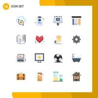 Gruppe von 16 flachen Farbzeichen und Symbolen für die Entwicklungscodierung medizinisches Browserboard editierbares Paket kreativer Vektordesignelemente vektor