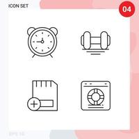 modernes Set aus 4 flachen Farben und Symbolen wie Uhr fügt Timer-Fitnesscomputer editierbare Vektordesign-Elemente hinzu vektor