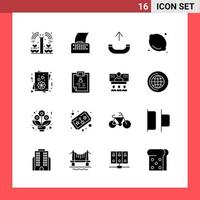 16 ikon packa fast stil glyf symboler på vit bakgrund enkel tecken för allmän design vektor
