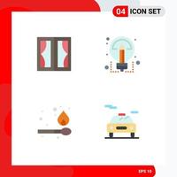 Stock Vector Icon Pack mit 4 Zeilen Zeichen und Symbolen für Gebäude Camping Home Ideen passen zu editierbaren Vektordesign-Elementen