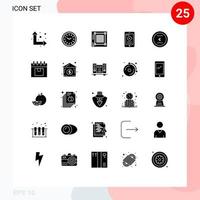 Mobile Schnittstelle solider Glyphensatz von 25 Piktogrammen von bearbeitbaren Vektordesignelementen für Geschäftstelefondesignzellenwebsite vektor
