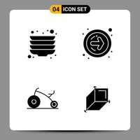 4 svart ikon packa glyf symboler tecken för mottaglig mönster på vit bakgrund 4 ikoner uppsättning vektor
