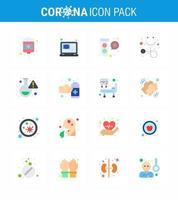 16 flache Farbe Coronavirus covid19 Icon Pack wie Labor Stethoskop Bakterien Healthcare Virus virales Coronavirus 2019nov Krankheitsvektor Designelemente vektor