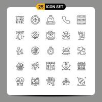25 kreative Symbole, moderne Zeichen und Symbole von Fahrzeugen, Telefonrucksack, eingehende Schule, editierbare Vektordesign-Elemente vektor