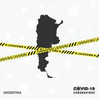 argentinienlandkarte sperrvorlage für coronavirus-pandemie zum stopp der virusübertragung covid 19 bewusstseinsvorlage vektor