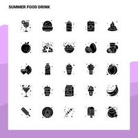 25 sommer essen trinken symbol set solide glyph symbol vektor illustration vorlage für web und mobile ideen für unternehmen