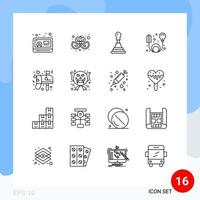 Stock Vector Icon Pack mit 16 Zeilenzeichen und Symbolen für Mail Letter Auto Box Element editierbare Vektordesign-Elemente