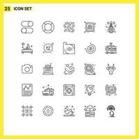 Linienpaket mit 25 universellen Symbolen für weltweite Print-UI-Fingerviren editierbare Vektordesign-Elemente vektor