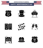 9 solide Glyphenzeichen für Usa-Unabhängigkeitstag-Partydekoration Star Barbeque American Book editierbare Usa-Tag-Vektordesign-Elemente vektor