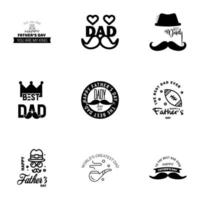 glücklicher vatertag 9 schwarz typografie set vektortypografie vintage beschriftung für grußkarten banner tshirt design du bist der beste vater editierbare vektordesignelemente vektor