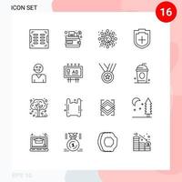 moderner Satz von 16 Umrissen Piktogramm des Service-Avatar-Molekülschildes plus editierbare Vektordesign-Elemente vektor