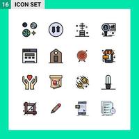 satz von 16 modernen ui-symbolen symbole zeichen für browser markt schönheitsdiagramm salon editierbare kreative vektordesignelemente vektor