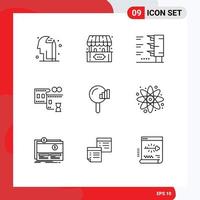 9 kreative Symbole moderne Zeichen und Symbole von Atom Service Ampelsuche Filmrolle editierbare Vektordesign-Elemente vektor