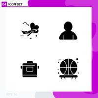 Solid Icon Set Packung mit 4 Glyphen-Icons isoliert auf weißem Hintergrund für Web-Print und Handy vektor