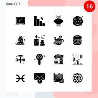 Vektorpaket mit 16 Symbolen im soliden Stil kreatives Glyphenpaket isoliert auf weißem Hintergrund für Web und Handy vektor