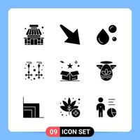 9 solide schwarze Symbolpaket-Glyphensymbole für mobile Apps, die auf weißem Hintergrund isoliert sind 9 Symbole festgelegt vektor