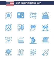 Stock Vektor Icon Pack von American Day 16 Zeilenzeichen und Symbolen für Schild American Girlande White House editierbare Usa Day Vektor Design Elemente