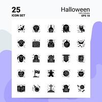 25 Halloween-Icon-Set 100 bearbeitbare Eps 10 Dateien Business-Logo-Konzept-Ideen solides Glyph-Icon-Design vektor