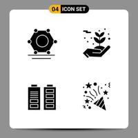 4 schwarze Icon-Pack-Glyphen-Symbole Zeichen für ansprechende Designs auf weißem Hintergrund 4 Icons gesetzt vektor