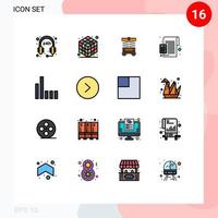 piktogram uppsättning av 16 enkel platt Färg fylld rader av signal förbindelse lager procentsats beräkning redigerbar kreativ vektor design element