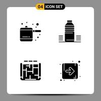 4 schwarze Icon-Pack-Glyphen-Symbole Zeichen für ansprechende Designs auf weißem Hintergrund 4 Icons gesetzt vektor