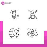 Outline Icon Set Packung mit 4 Zeilensymbolen isoliert auf weißem Hintergrund für reaktionsschnelles Website-Design, Druck- und mobile Anwendungen vektor