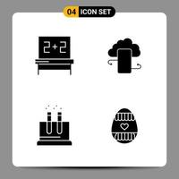 4 schwarze Icon-Pack-Glyphen-Symbole Zeichen für ansprechende Designs auf weißem Hintergrund 4 Icons gesetzt vektor