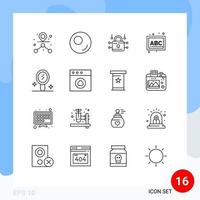 16 thematische Vektorumrisse und editierbare Symbole der Mac App Secure Mirror School editierbare Vektordesign-Elemente vektor