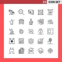 25 Icon Pack Line Style Umrisssymbole auf weißem Hintergrund einfache Zeichen für die allgemeine Gestaltung vektor