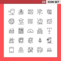 25 Icon Pack Line Style Umrisssymbole auf weißem Hintergrund einfache Zeichen für die allgemeine Gestaltung vektor