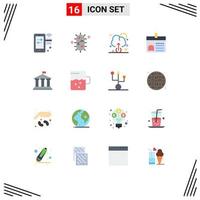 Aktienvektor-Icon-Pack mit 16 Zeilenzeichen und Symbolen zur Kennzeichnung von Chemie-ID-Karten mit bearbeitbaren kreativen Vektordesign-Elementen vektor
