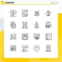 Mobile Interface Gliederungssatz von 16 Piktogrammen von Frühlingspflanzenseite Blumentee editierbare Vektordesign-Elemente vektor