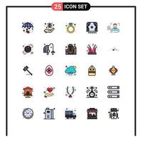 Stock Vector Icon Pack mit 25 Linienzeichen und Symbolen für Filmkino geben dem Publikum editierbare Vektordesign-Elemente