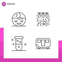 Outline Icon Set Packung mit 4 Zeilensymbolen isoliert auf weißem Hintergrund für reaktionsschnelles Website-Design, Druck- und mobile Anwendungen vektor